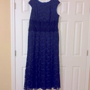 Ladies’ Evening Gown, Royal Blue with Black Lace